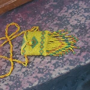 Native American Beaded Medicine Bag Pouch Necklace GS764